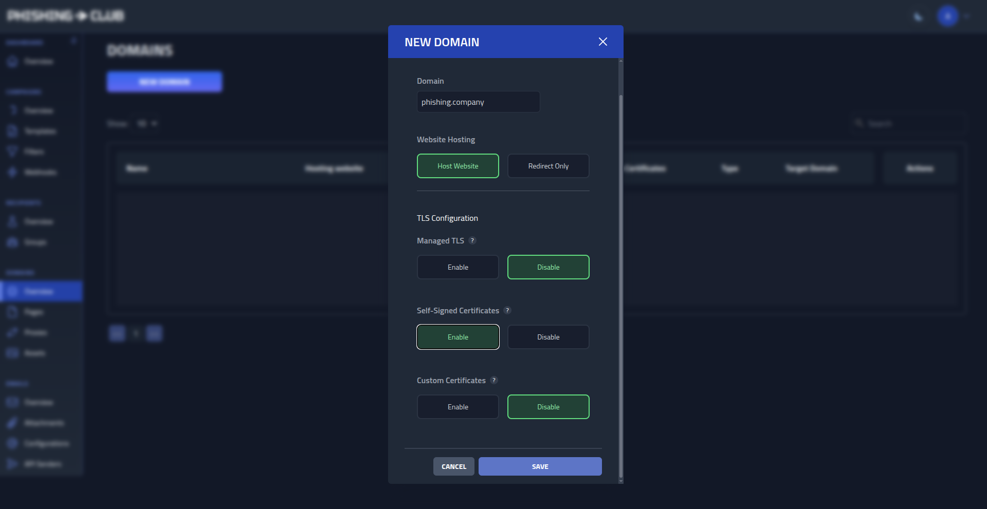 Adding and configuring a domain