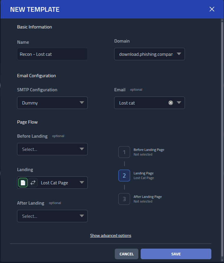 New template modal