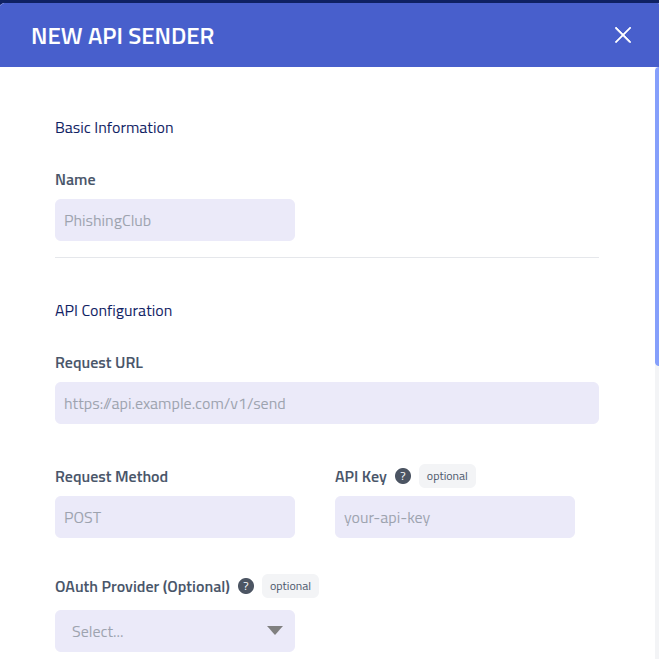 Phishing Club - Create API Sender - 1