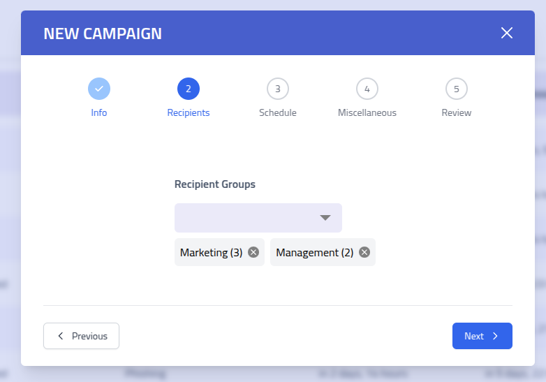 Phishing Club - Create campaign step 2