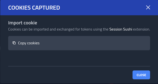 Phishing Club - Cookie capture modal