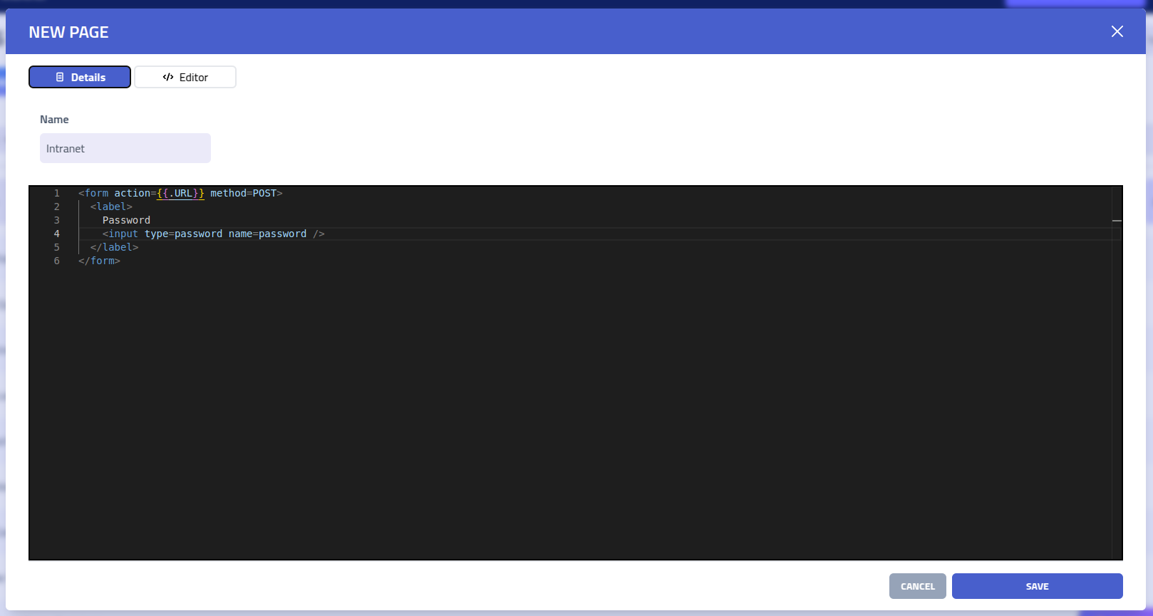 Phishing Club - Create page