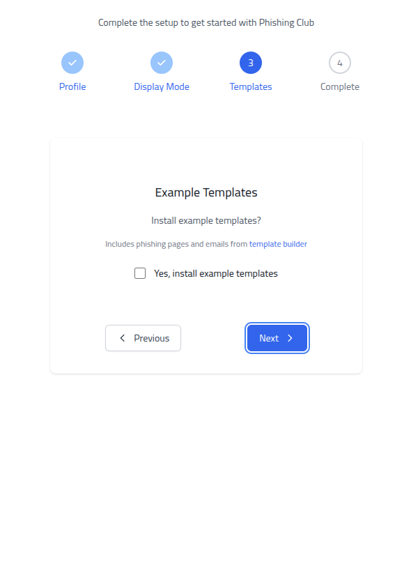 Phishing Club - Install optional templates
