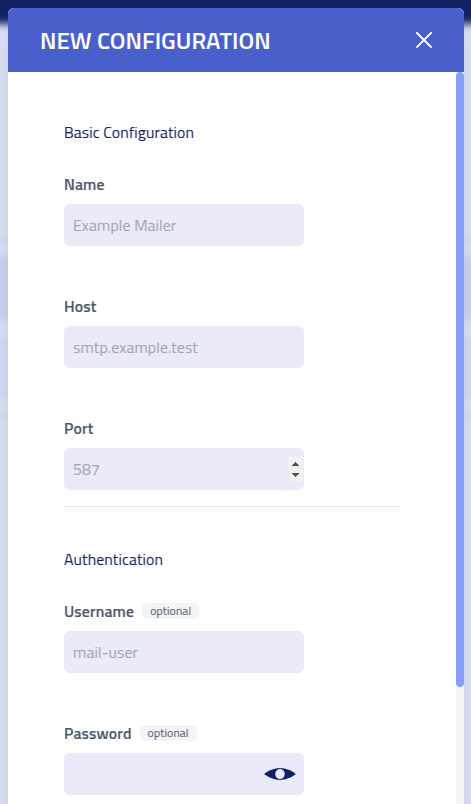 Phishing Club - Create SMTP configuration top
