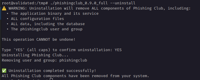 Phishing Club - Uninstall